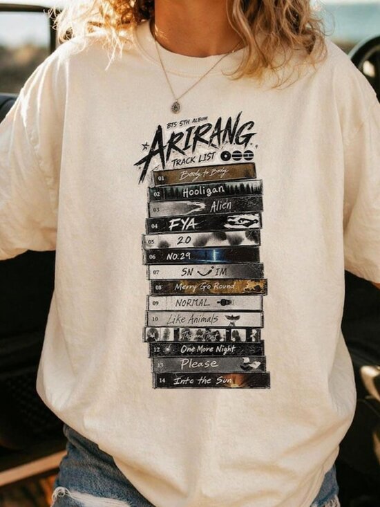 Tops - Arirang World Tour Tracklist Shirt, Kpop Concert Graphic Tee